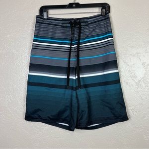 Op men at knee elastic waist blue black‎ board shorts size Small 28/30